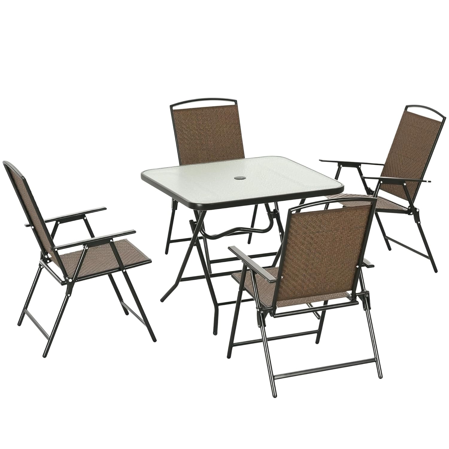 Outdoor Furniture Dining Set - 5pc Foldable Wicker Patio Dining Set