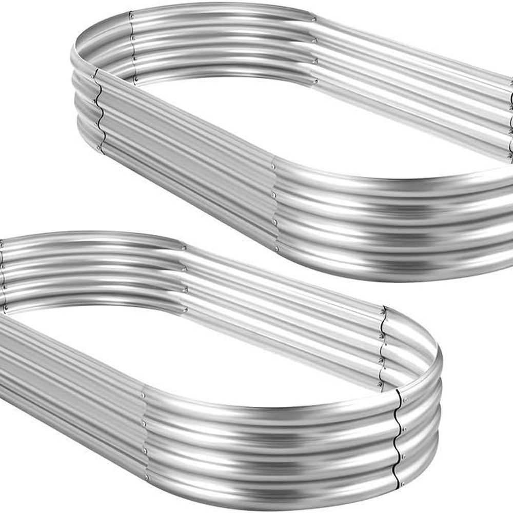 Planter Raised Metal - 2-Pack Galvanized Oval Raised Garden Beds,