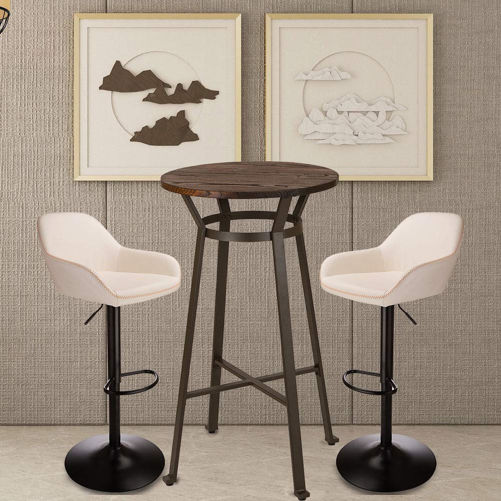Outdoor Furniture Dining Set - 3Pc Pub Table & Swivel PU