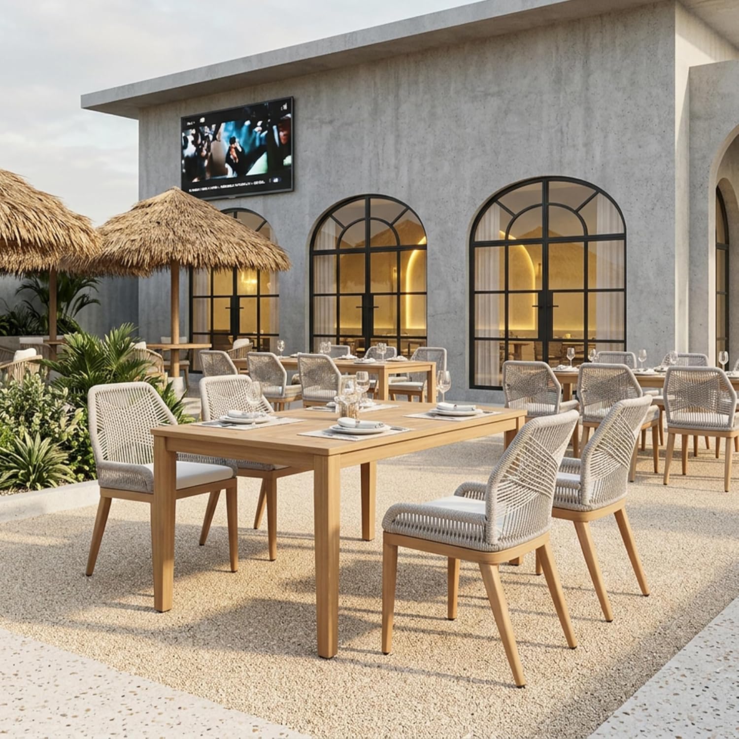 Outdoor Furniture Dining Set - Modern Aluminum Outdoor Dining Chair Set