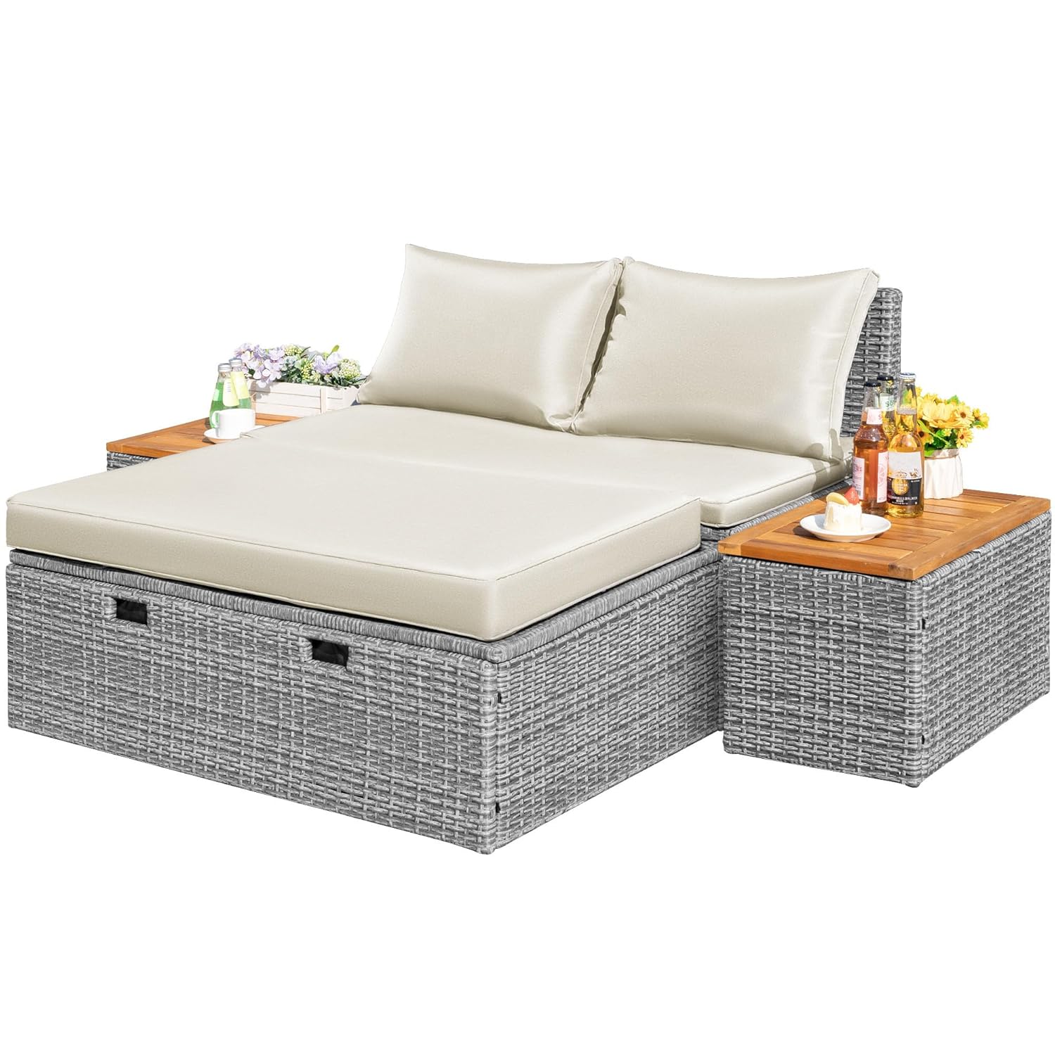 Outdoor Daybed Sofa - Outdoor Rattan Daybed with 2 Side