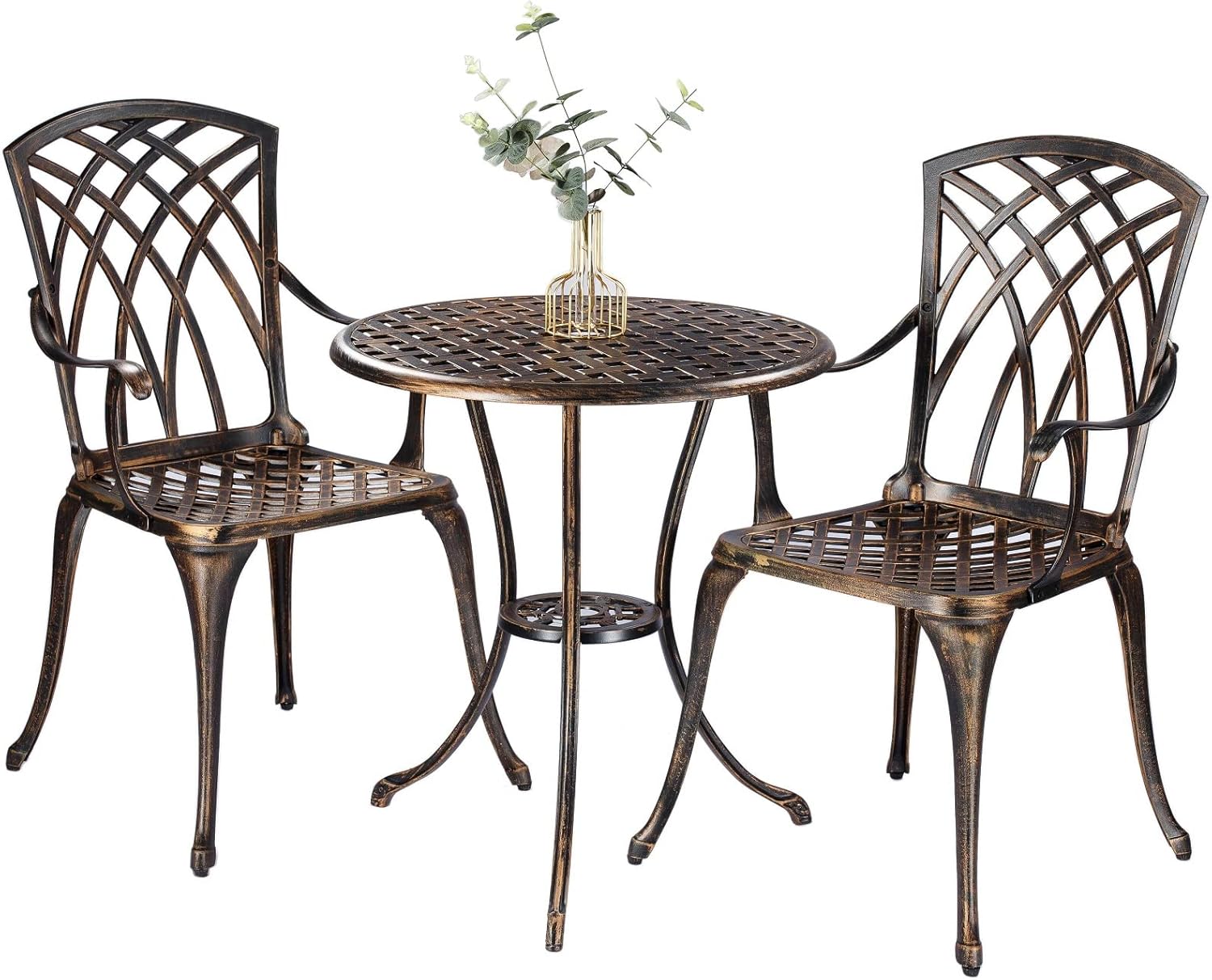 Outdoor Furniture Sofa - Bronze rust-resistant cast aluminum 3-piece outdoor