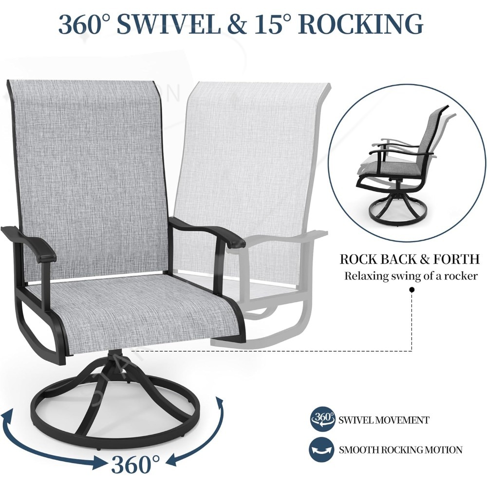Outdoor Furniture Dining Set - Patio Swivel Chairs Set Outdoor Swivel