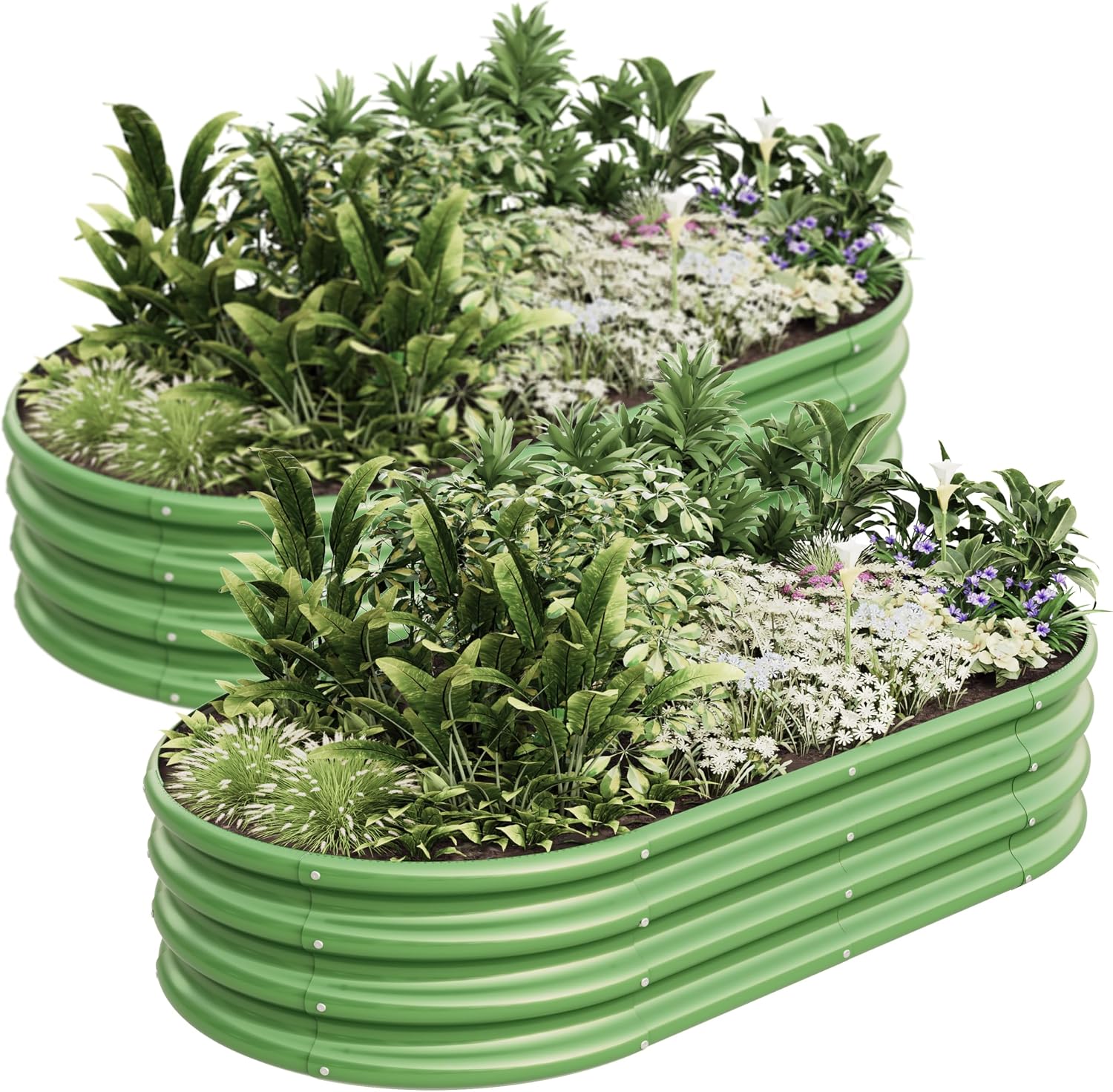 Planter Raised Metal - Oval Raised Garden Bed Kit 4x2x1ft