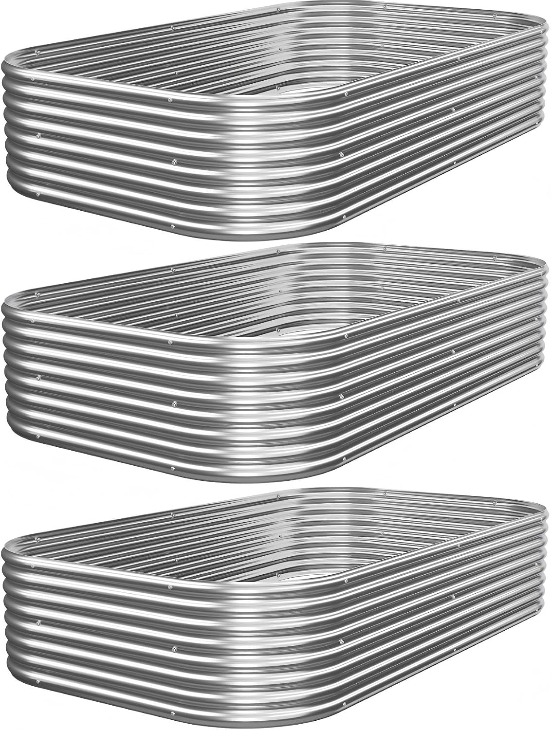 Planter Raised Metal - 3-Pack Galvanized Raised Garden Bed, Metal
