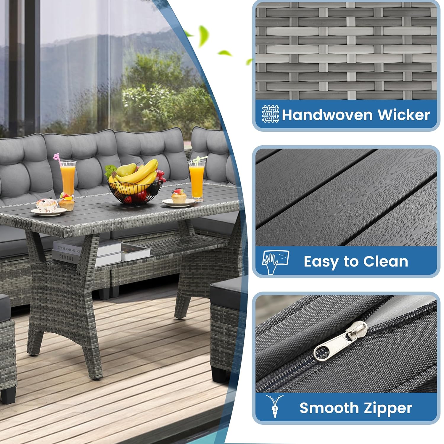 6 Piece Patio Furniture Set, D - đánh giá và giá Outdoor Furniture Dining Set