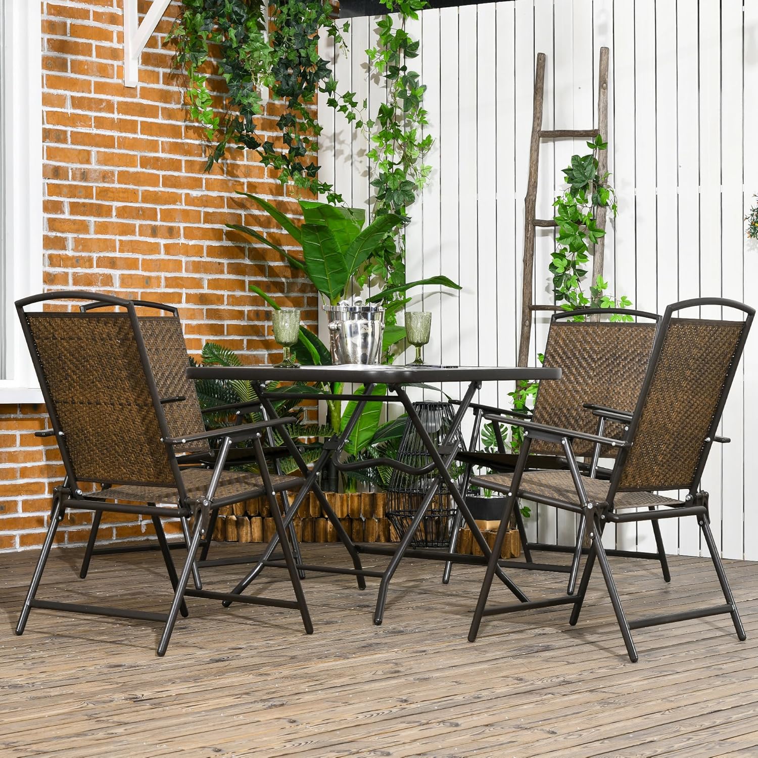 5pc Foldable Wicker Patio Dini - đánh giá và giá Outdoor Furniture Dining Set