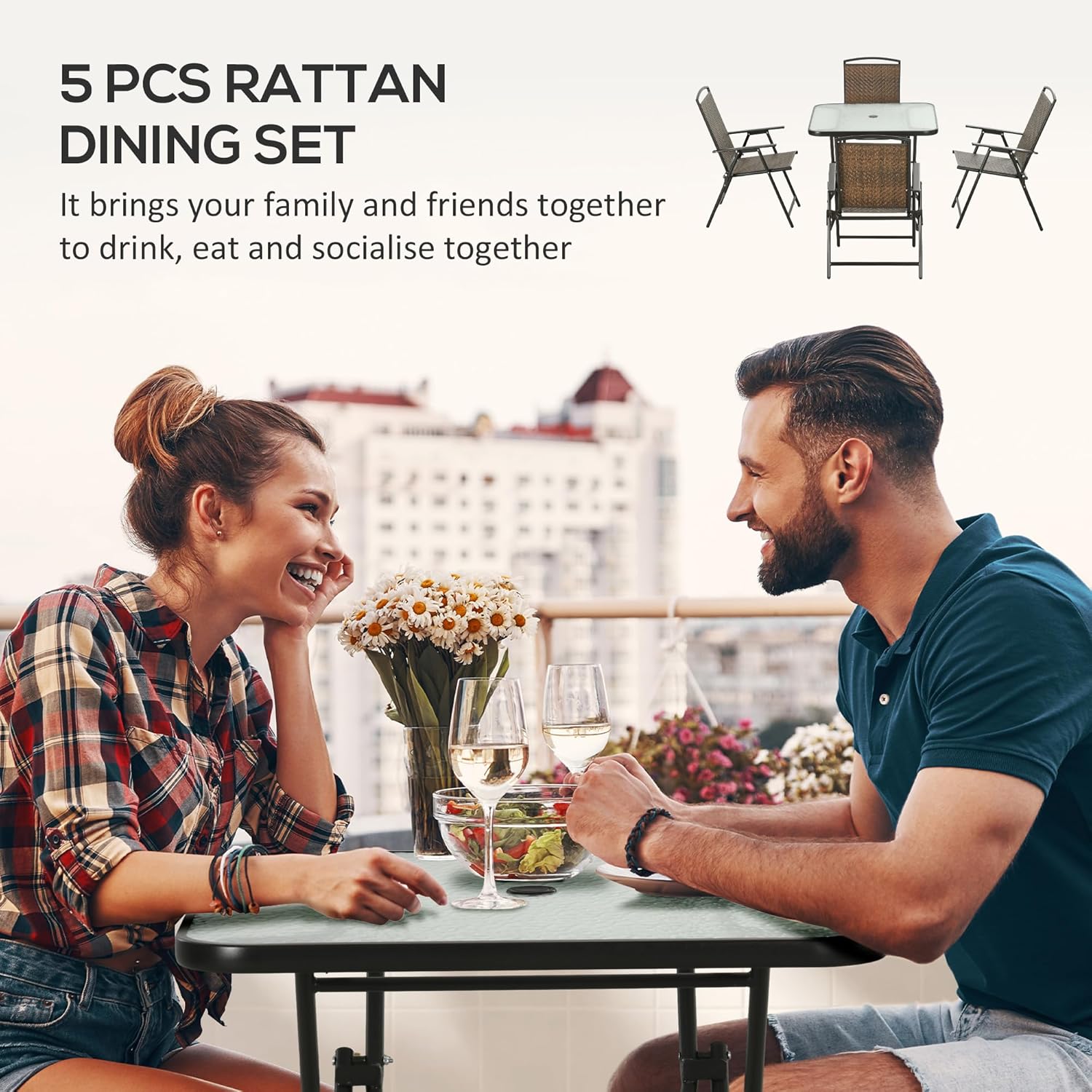 5pc Foldable Wicker Patio Dini - đánh giá và giá Outdoor Furniture Dining Set