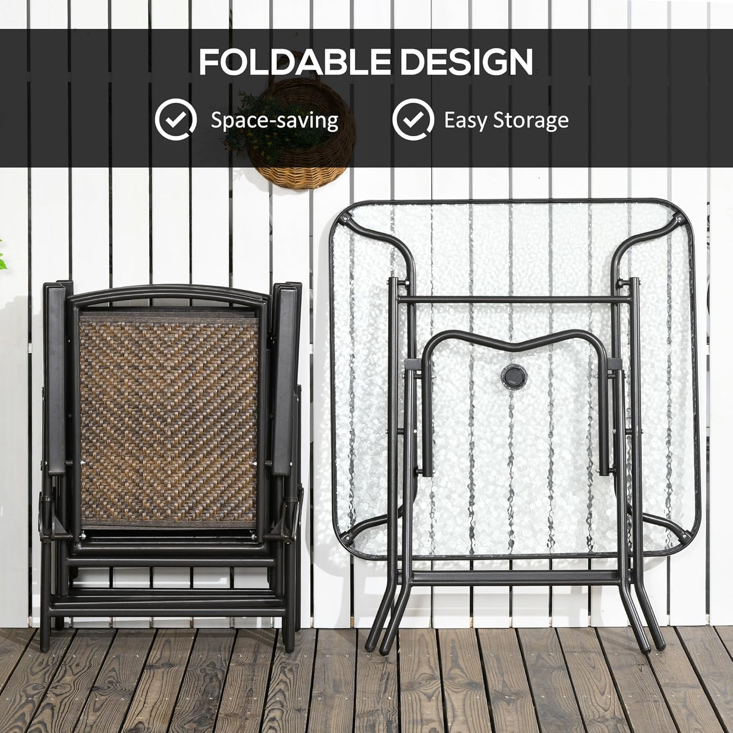 5pc Foldable Wicker Patio Dini - đánh giá và giá Outdoor Furniture Dining Set