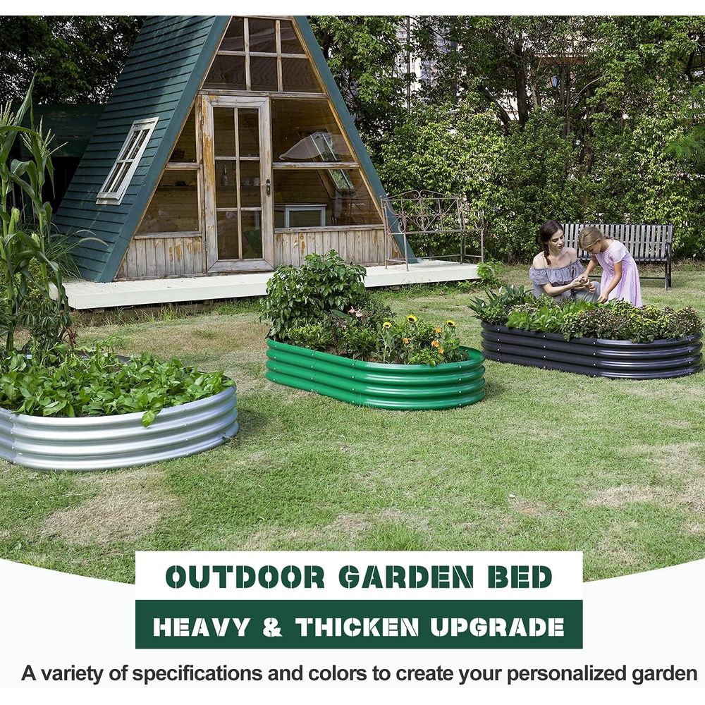 2-Pack Galvanized Oval Raised  - đánh giá và giá Planter Raised Metal
