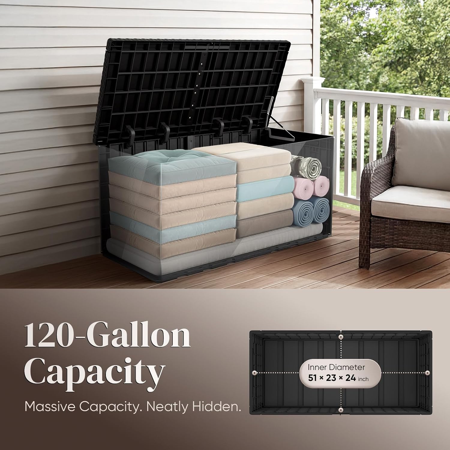120 Gallon Large Outdoor Stora - đánh giá và giá Outdoor Furniture Cushions
