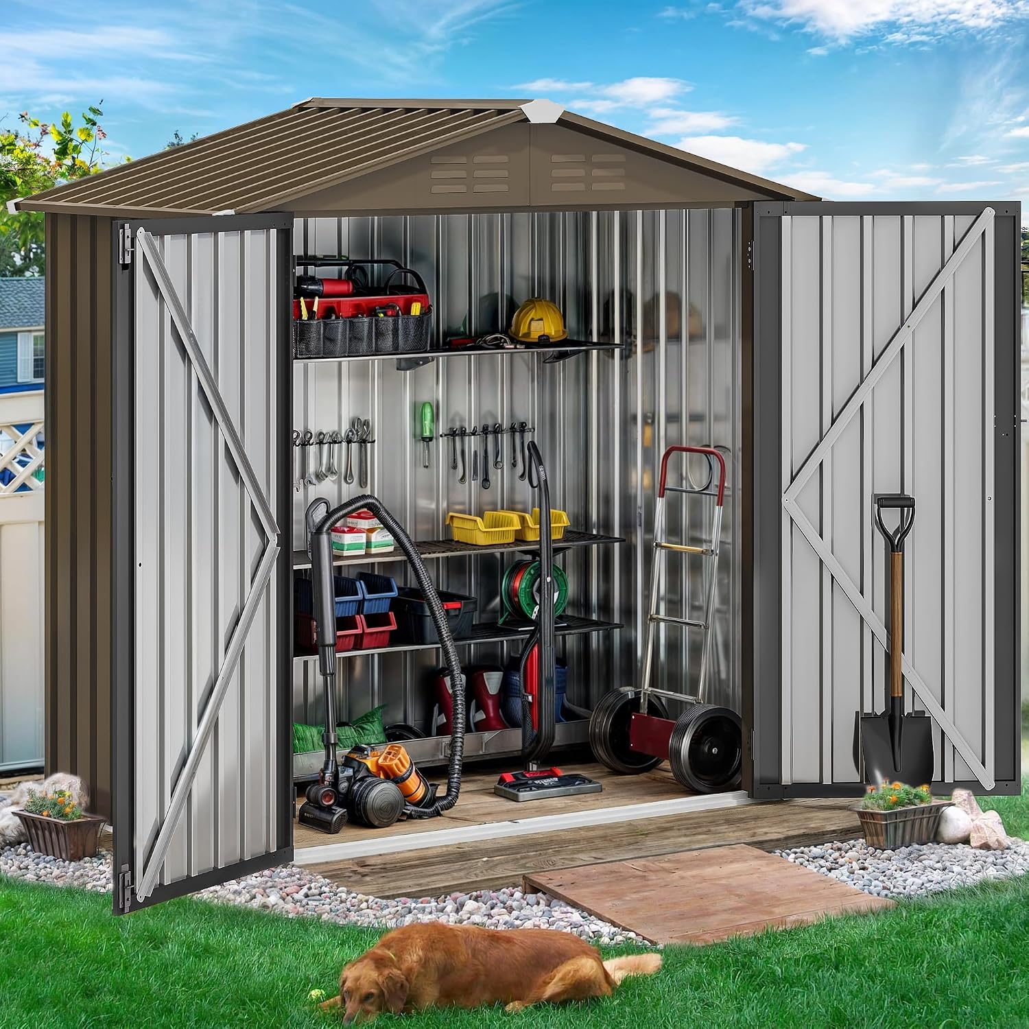 6x4ft Metal Outdoor Storage Sh - đánh giá và giá Outdoor Furniture With Storage