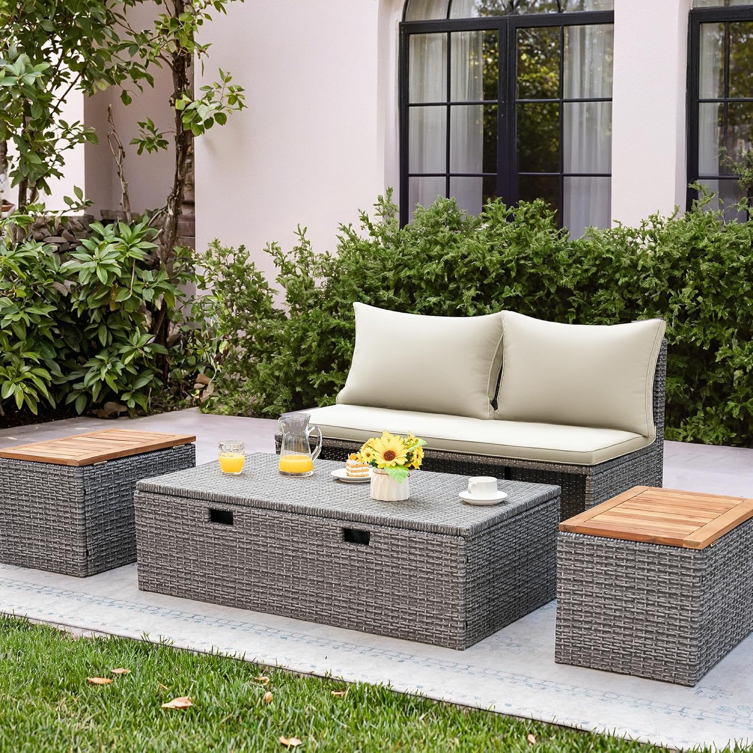 Outdoor Rattan Daybed with 2 S - đánh giá và giá Outdoor Daybed Sofa