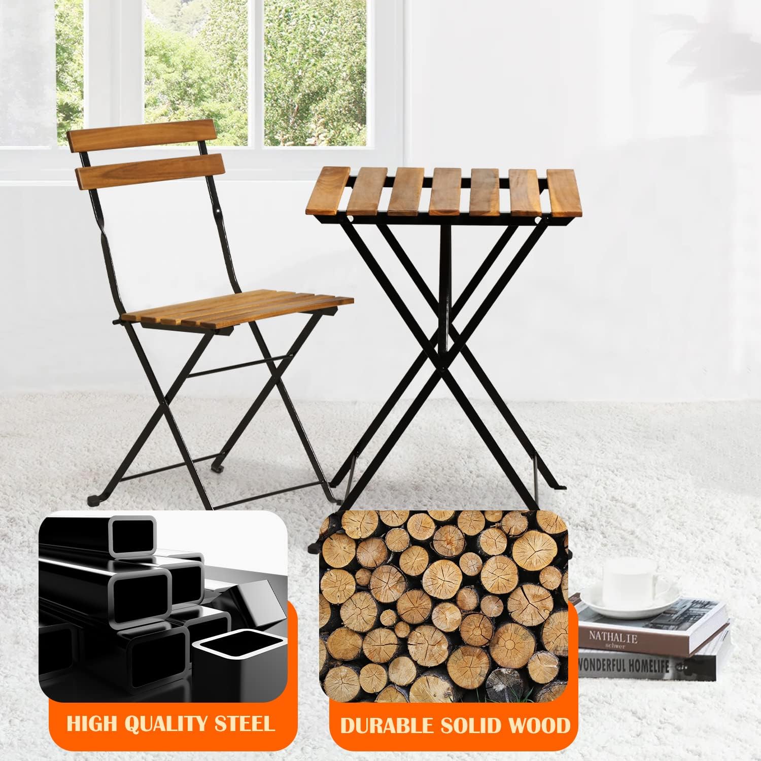 Natural wood 3-piece folding p - đánh giá và giá Outdoor Furniture Sofa