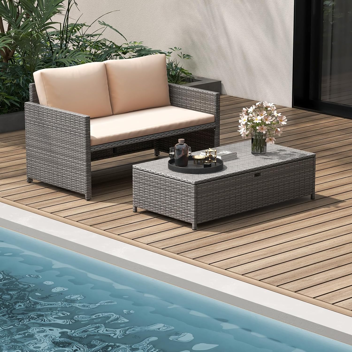 Wicker Patio Daybed Loveseat O - đánh giá và giá Outdoor Daybed Sofa