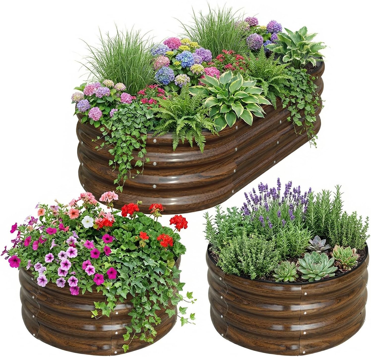 3-Pack Galvanized Steel Raised - đánh giá và giá Planter Raised Metal