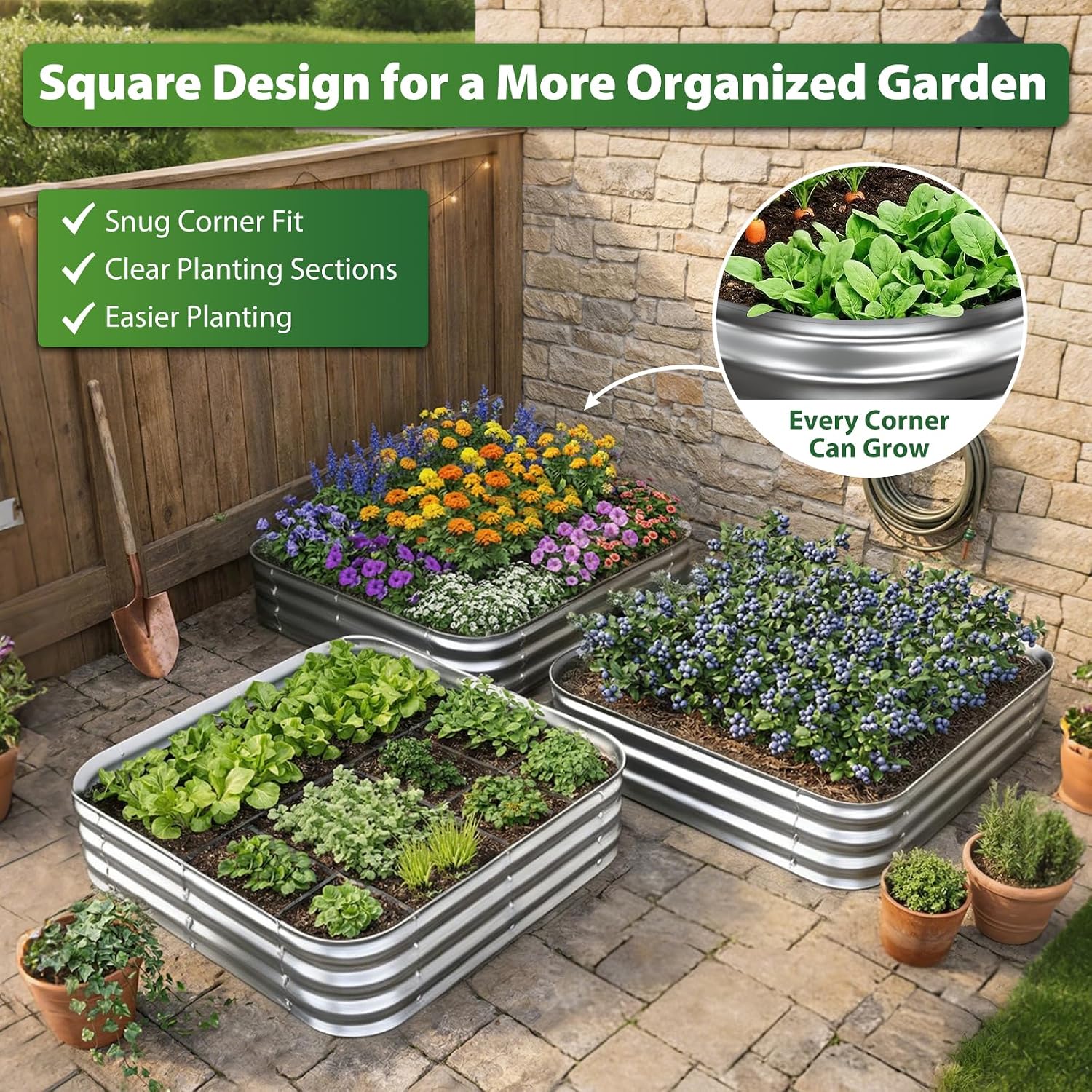 Square Galvanized Raised Garde - đánh giá và giá Planter Raised Metal