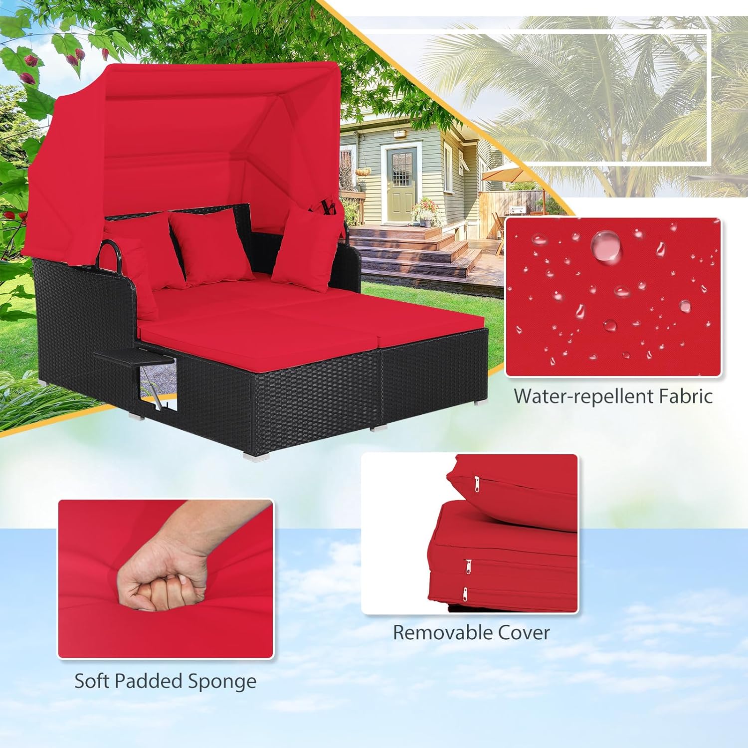 2 Person Rattan Outdoor Daybed - đánh giá và giá Outdoor Daybed Sofa
