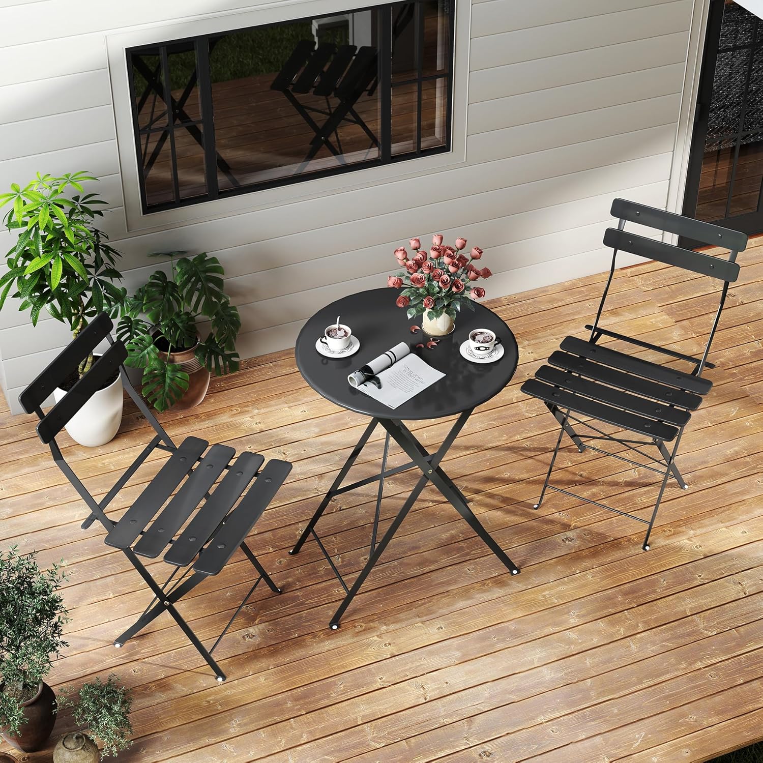 Space-saving black 3-piece fol - đánh giá và giá Outdoor Furniture Sofa