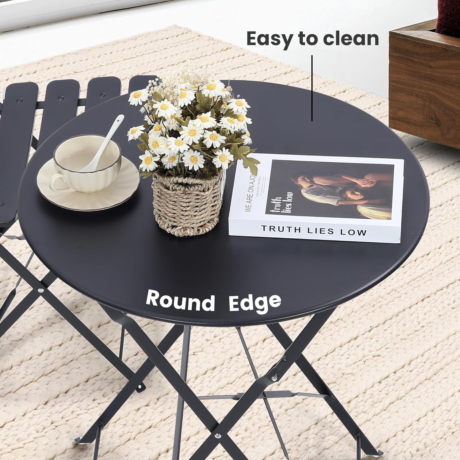 Space-saving black 3-piece fol - đánh giá và giá Outdoor Furniture Sofa