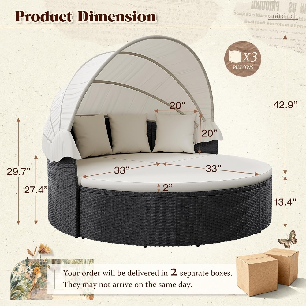 Wicker Rattan Outdoor Round Da - đánh giá và giá Outdoor Daybed Sofa
