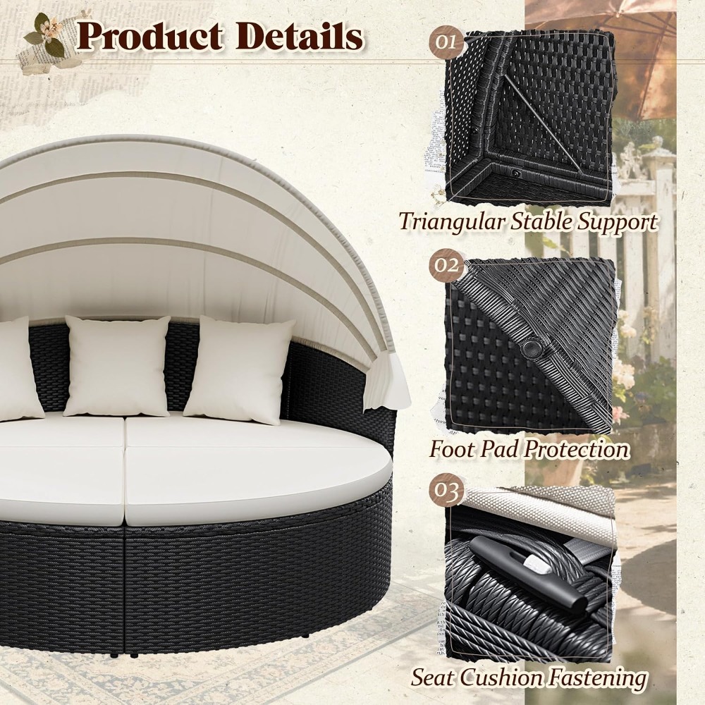 Wicker Rattan Outdoor Round Da - đánh giá và giá Outdoor Daybed Sofa